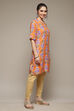 Orange LIVA Straight Kurta image number 5